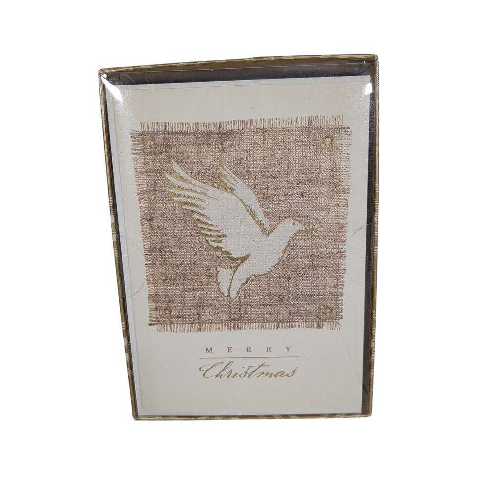 Vintage Graphique White Dove Christmas Holiday Greeting Cards 15 Count Embossed